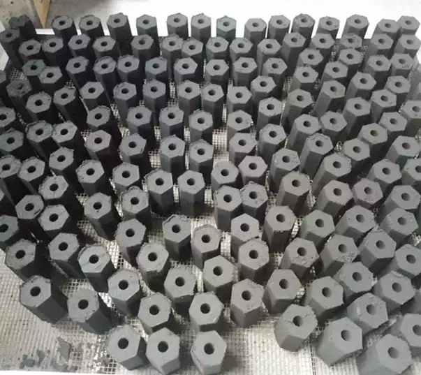 hexagonal charcoal briquettes