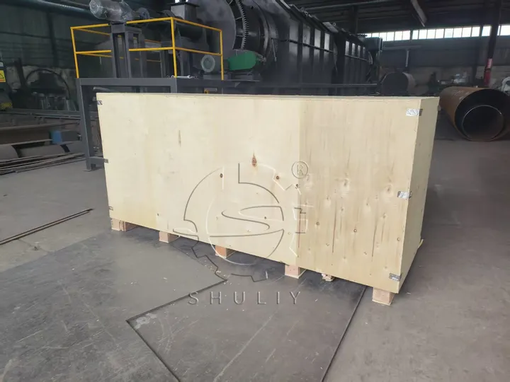 charcoal machine in wooden crate for delivery