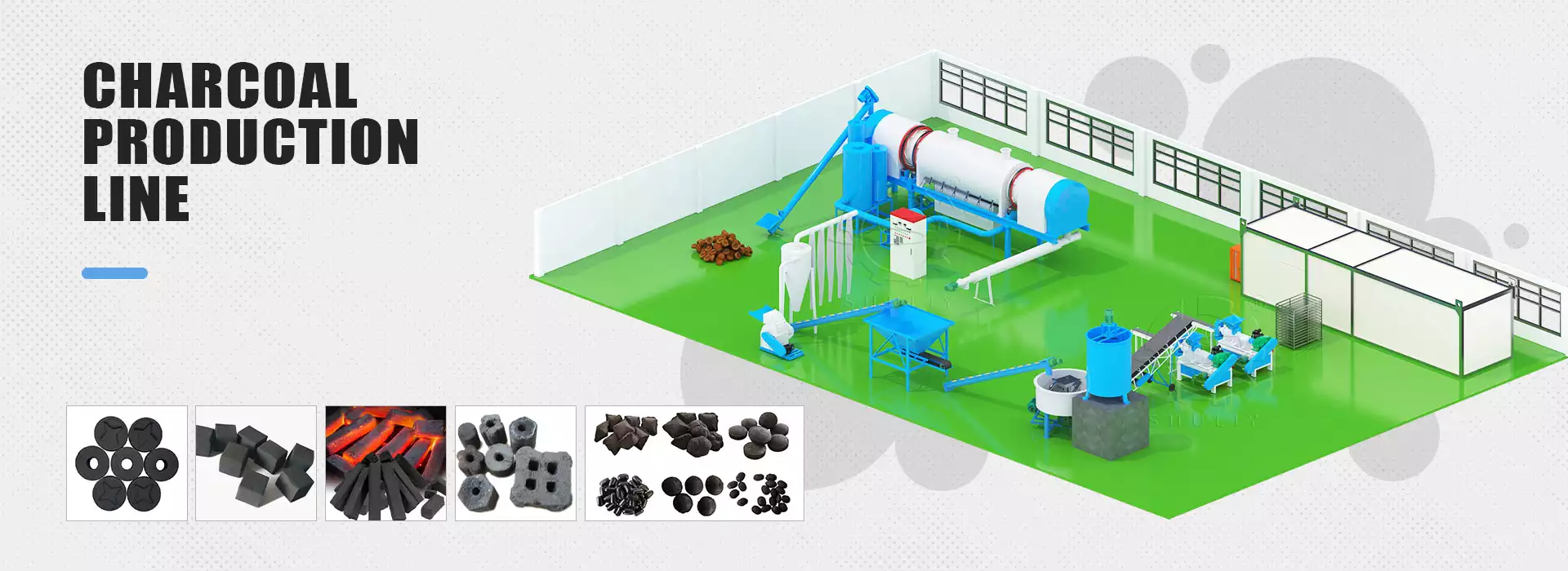 Holzkohle-Produktionslinie