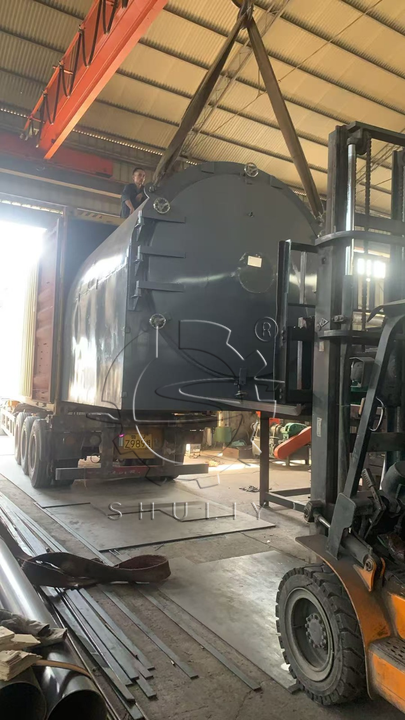 horizontal charcoal machine to the container