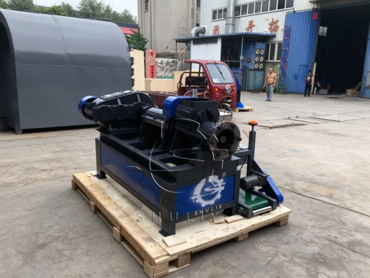 coal briquette machine ready for wooden crate
